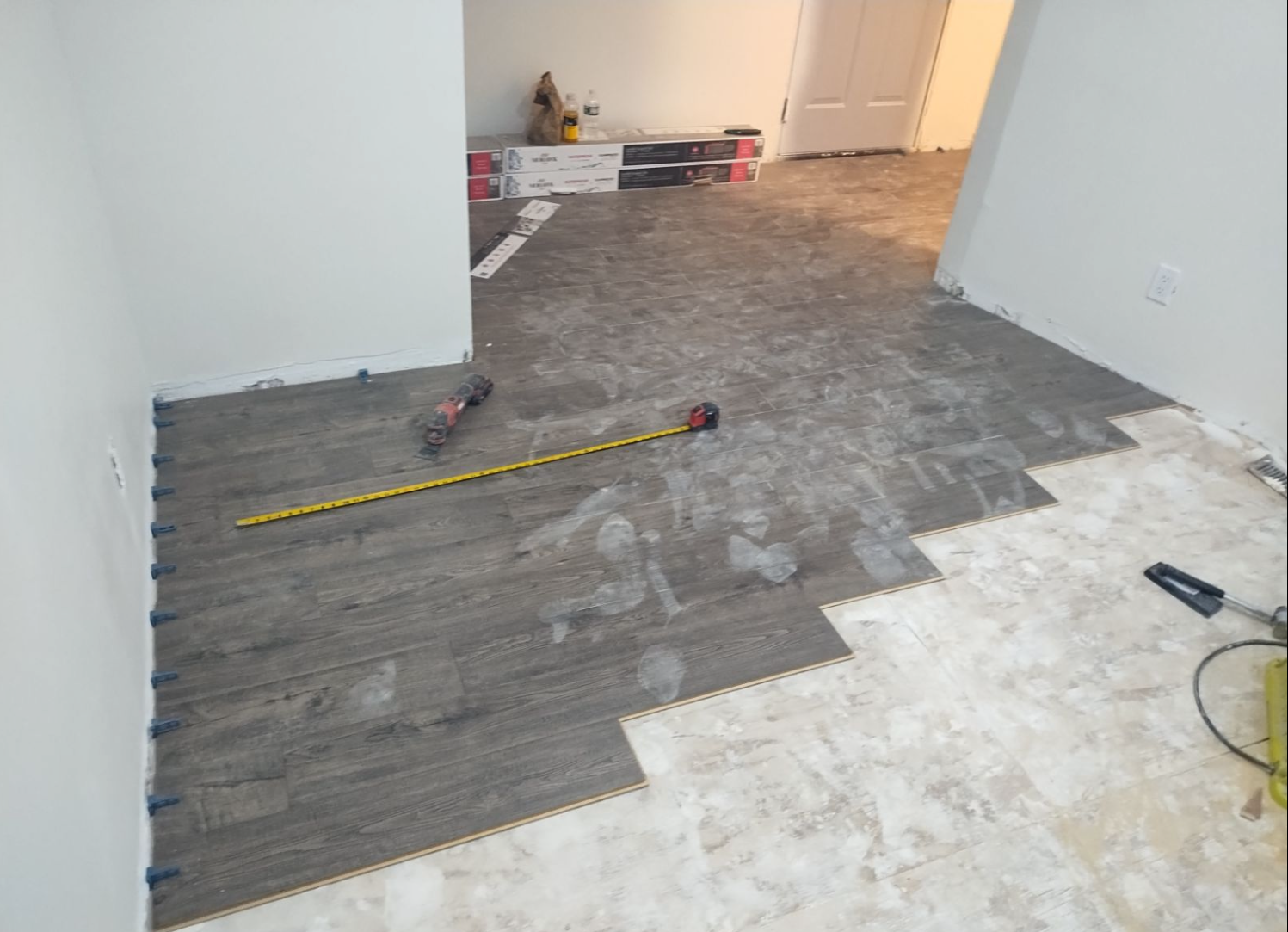 Residential flooring installation in progress